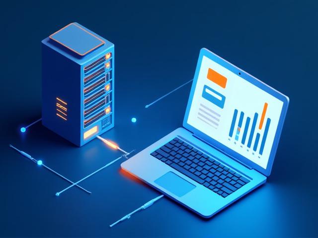 Legacy inventory system icon connected to a modern analytics dashboard on a screen.