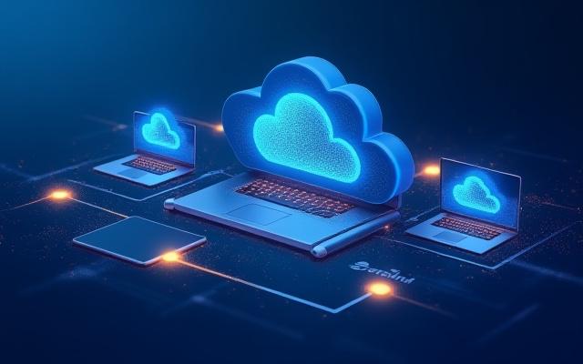 Illustration of connected digital devices and data flow, symbolizing seamless integration.